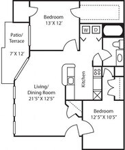 B1 2 Bedroom 1 Bath 978sf 1308 floor plan